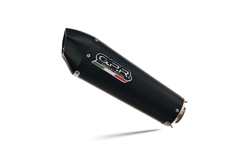 Exhaust compatible with Cf Moto 650 Nk 2021-2024, Gpe Ann. Black titanium, Slip-on exhaust including link pipe and removable db killer 