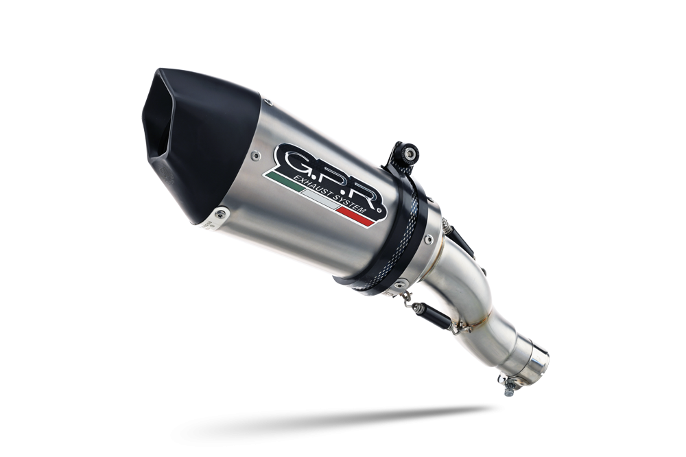 Exhaust compatible with Ducati Hypermotard 939 2016-2019, Gpe Ann. titanium, Slip-on exhaust including link pipe and removable db killer 
