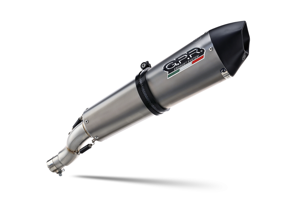 Exhaust compatible with Bmw F800GT 2017-2019, GP Evo4 Titanium, Slip-on exhaust including removable db killer and link pipe 