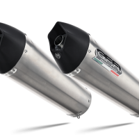 Exhaust compatible with Aprilia Dorsoduro 750 2008-2016, Gpe Ann. titanium, Dual slip-on including removable db killers and link pipes 