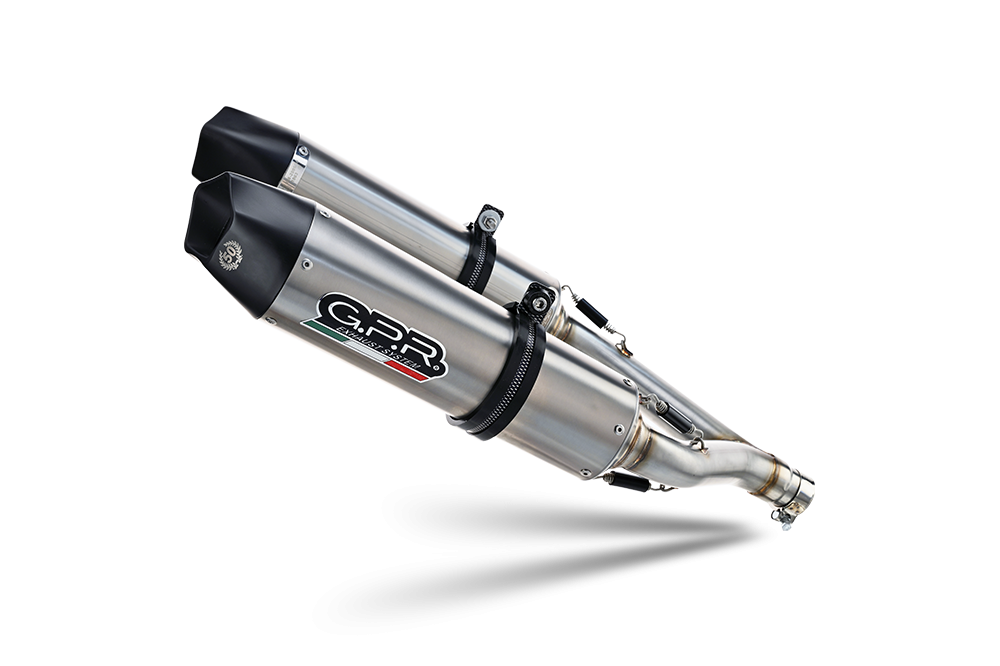Exhaust compatible with Aprilia Dorsoduro 750 2008-2016, Gpe Ann. titanium, Dual slip-on including removable db killers and link pipes 