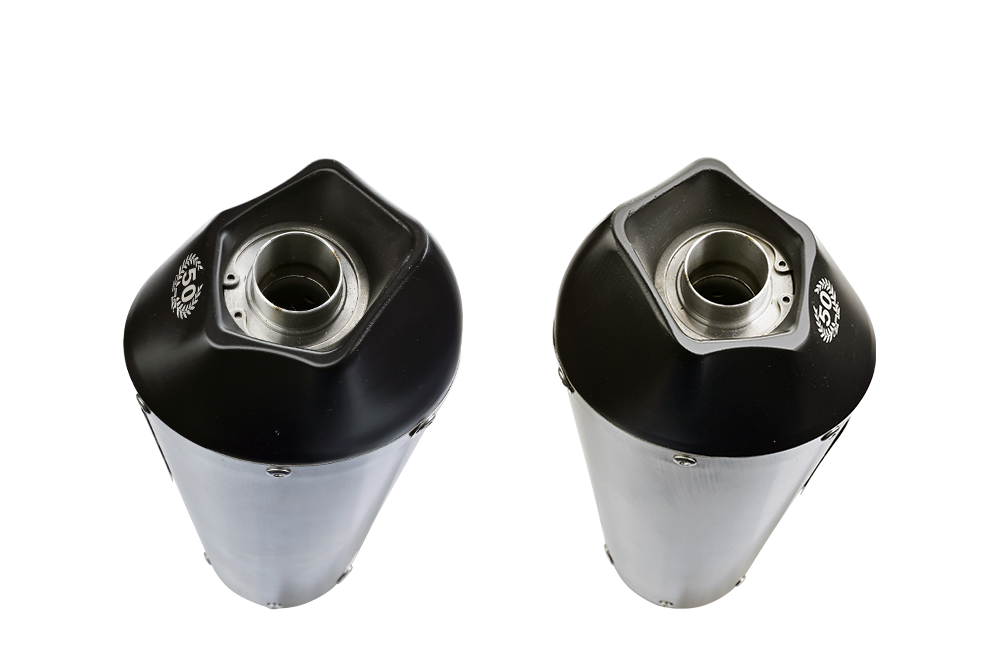 Exhaust compatible with Aprilia Dorsoduro 750 2008-2016, Gpe Ann. titanium, Dual slip-on including removable db killers and link pipes 