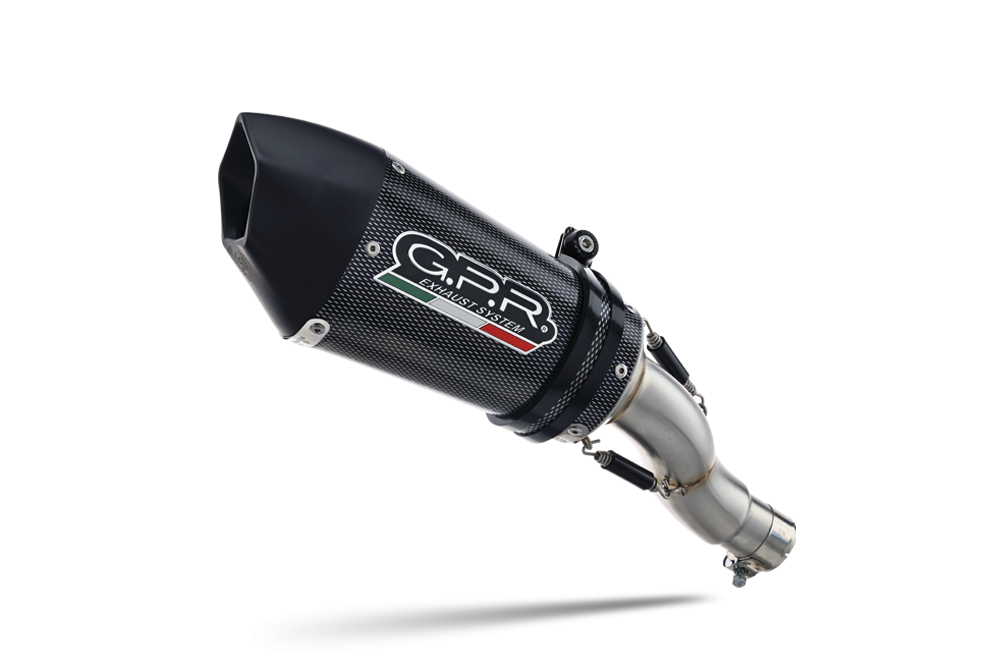 Exhaust compatible with Cf Moto 650 Gt 2022-2024, GP Evo4 Poppy, Slip-on exhaust including removable db killer and link pipe 