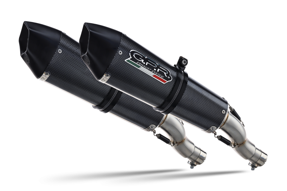 Exhaust compatible with Aprilia Shiver 900 2017-2020, GP Evo4 Poppy, Dual slip-on including removable db killers and link pipes 