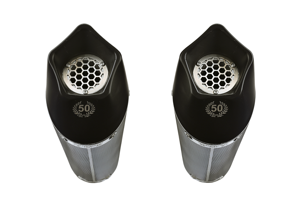 Exhaust compatible with Bmw K1600GTL 2021-2025, GP Evo4 Poppy, Dual slip-on including removable db killers and link pipes 
