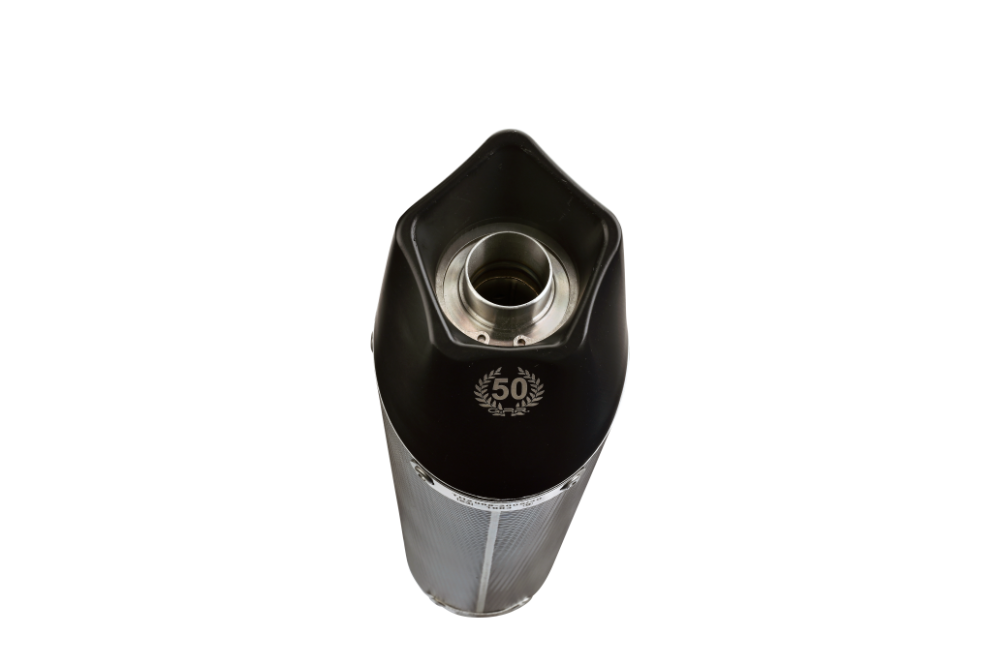 Exhaust compatible with Benelli Leoncino 500 Trail 2017-2024, Gpe Ann. Poppy, Slip-on exhaust including removable db killer and link pipe 