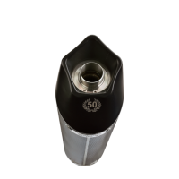 Exhaust compatible with Benelli Leoncino 500 Trail 2017-2024, Gpe Ann. Poppy, Slip-on exhaust including removable db killer and link pipe 