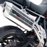 Exhaust compatible with Aprilia Caponord 1200 2013-2016, Hyper Sonic Inox, Homologated legal slip-on exhaust including removable db killer and link pipe 