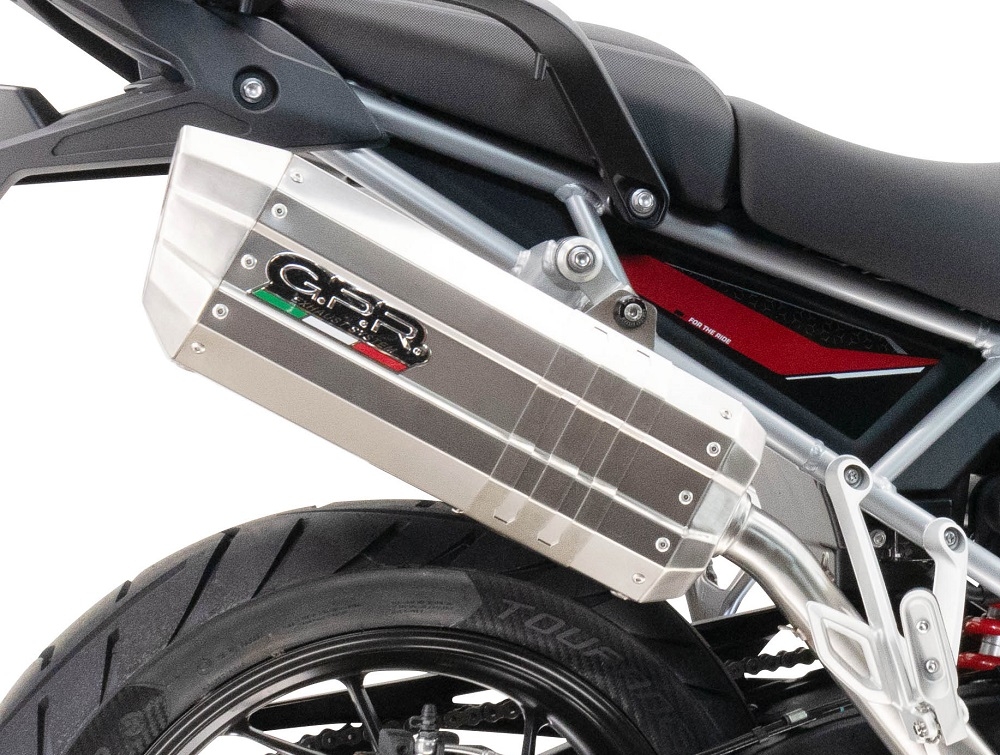 Exhaust compatible with Aprilia Caponord 1200 2013-2016, Hyper Sonic Inox, Homologated legal slip-on exhaust including removable db killer and link pipe 