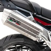 Exhaust compatible with Aprilia Caponord 1200 2013-2016, Hyper Sonic Inox, Homologated legal slip-on exhaust including removable db killer and link pipe 