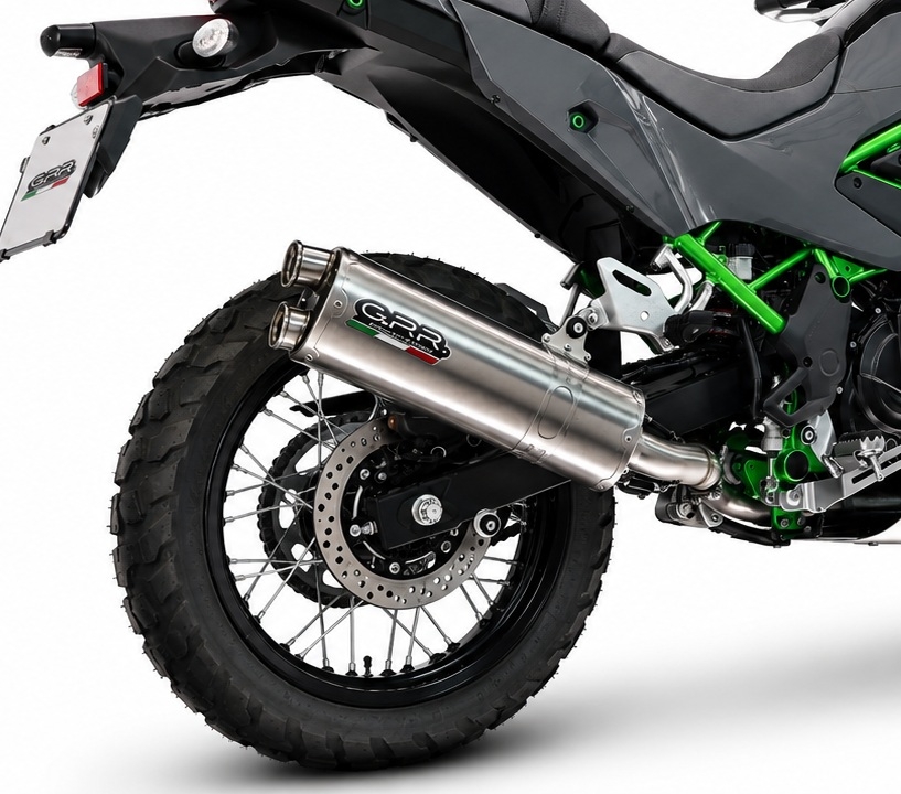 GPR exhaust compatible with Kawasaki KLE 500 2026-2027, Dual Inox, Slip-on exhaust including removable db killer and link pipe 