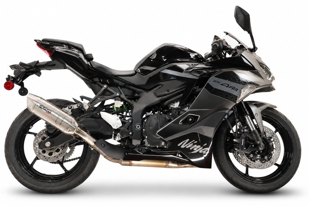 GPR exhaust compatible with Kawasaki Zx-4RR 2024-2026, Furore-X Acciaio Inox, Slip-on exhaust including removable db killer and link pipe, not EPA-compliant 