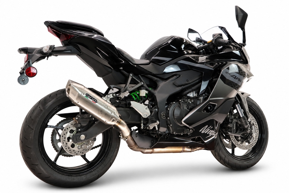 GPR exhaust compatible with Kawasaki Zx-4RR 2024-2026, Furore-X Acciaio Inox, Slip-on exhaust including removable db killer and link pipe, not EPA-compliant 