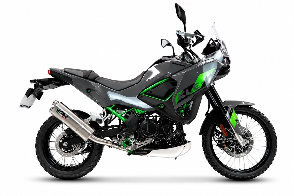 GPR exhaust compatible with Kawasaki KLE 500 2026-2027, Dual Inox, Slip-on exhaust including removable db killer and link pipe 