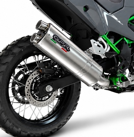 GPR exhaust compatible with Kawasaki KLE 500 2026-2027, Dual Inox, Slip-on exhaust including removable db killer and link pipe 