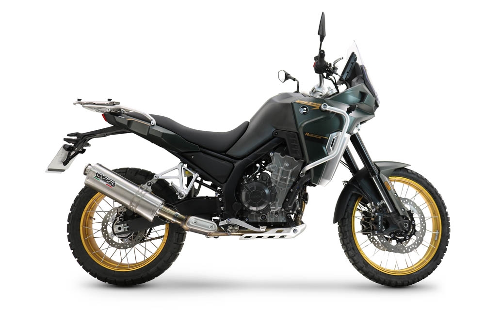 GPR exhaust compatible with Kove 800X 2024-2026, Dune Triovale Titanio, Slip-on exhaust including removable db killer and link pipe, EPA-compliant 