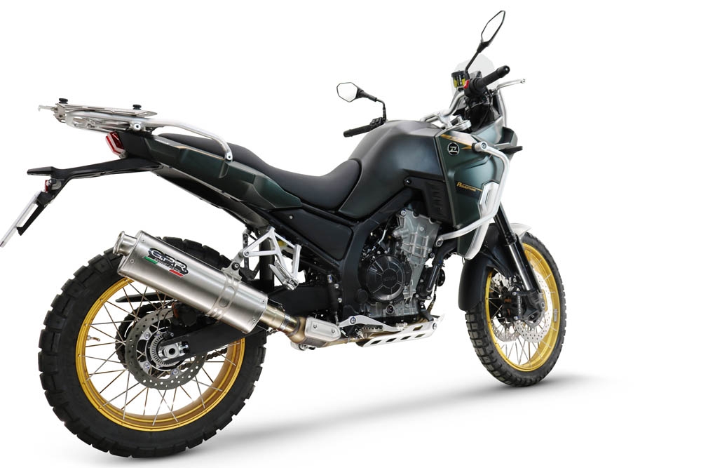GPR exhaust compatible with Kove 800X 2024-2026, Dune Triovale Titanio, Slip-on exhaust including removable db killer and link pipe, EPA-compliant 