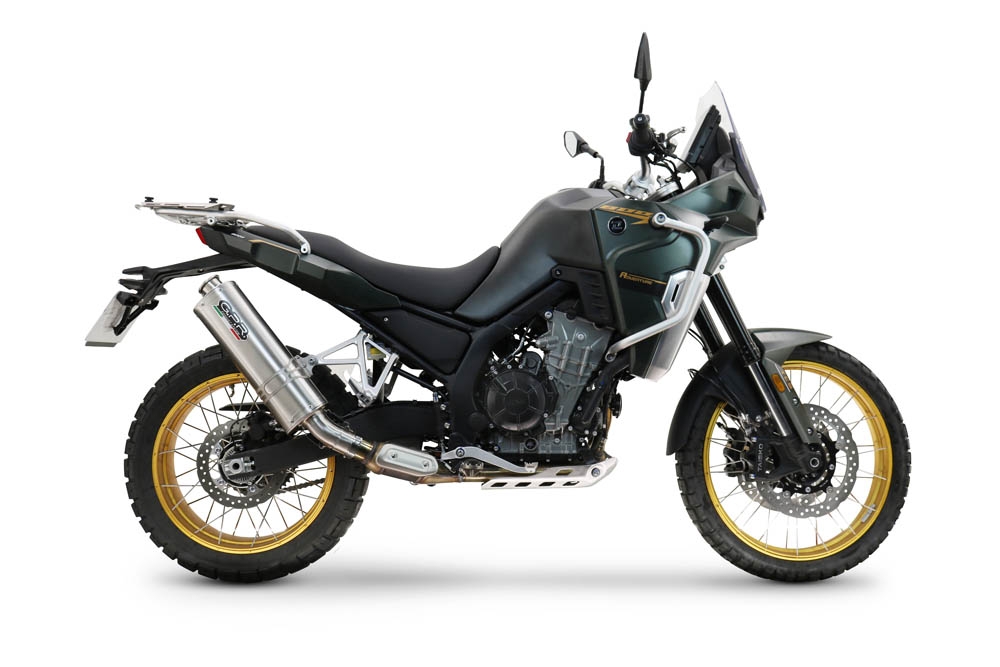 GPR exhaust compatible with Kove 800X 2024-2026, Dune Triovale Titanio, Slip-on exhaust including removable db killer and link pipe, EPA-compliant 