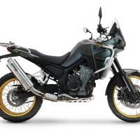 GPR exhaust compatible with Kove 800X 2024-2026, Dune Triovale Titanio, Slip-on exhaust including removable db killer and link pipe, EPA-compliant 