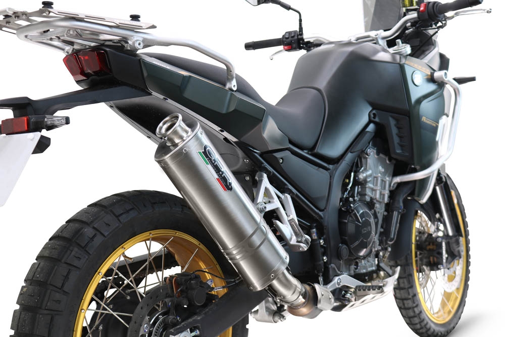 GPR exhaust compatible with Kove 800X 2024-2026, Dune Triovale Titanio, Slip-on exhaust including removable db killer and link pipe, EPA-compliant 