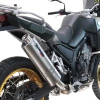 GPR exhaust compatible with Kove 800X 2024-2026, Dune Triovale Titanio, Slip-on exhaust including removable db killer and link pipe, EPA-compliant 