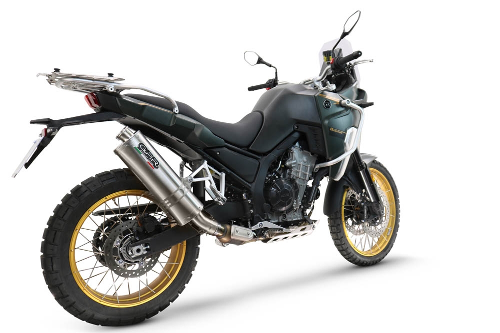 GPR exhaust compatible with Kove 800X 2024-2026, Dune Triovale Titanio, Slip-on exhaust including removable db killer and link pipe, EPA-compliant 