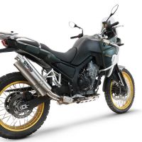 GPR exhaust compatible with Kove 800X 2024-2026, Dune Triovale Titanio, Slip-on exhaust including removable db killer and link pipe, EPA-compliant 