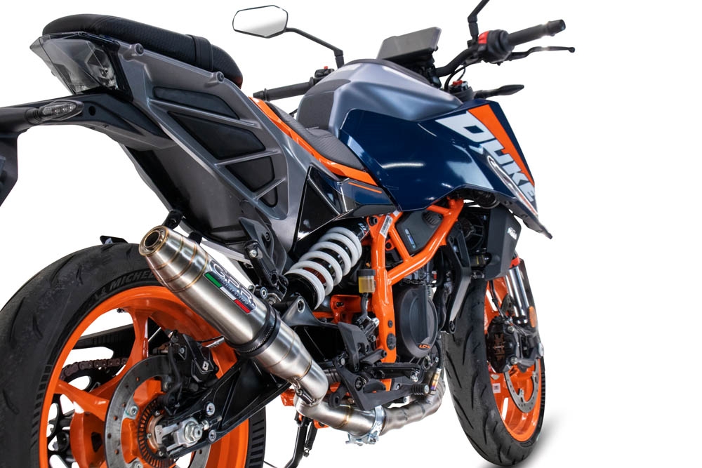 Exhaust compatible with Ktm 250 DUKE 2024-2025, Deeptone Inox, Slip-on exhaust including removable db killer and link pipe, EPA-compliant 