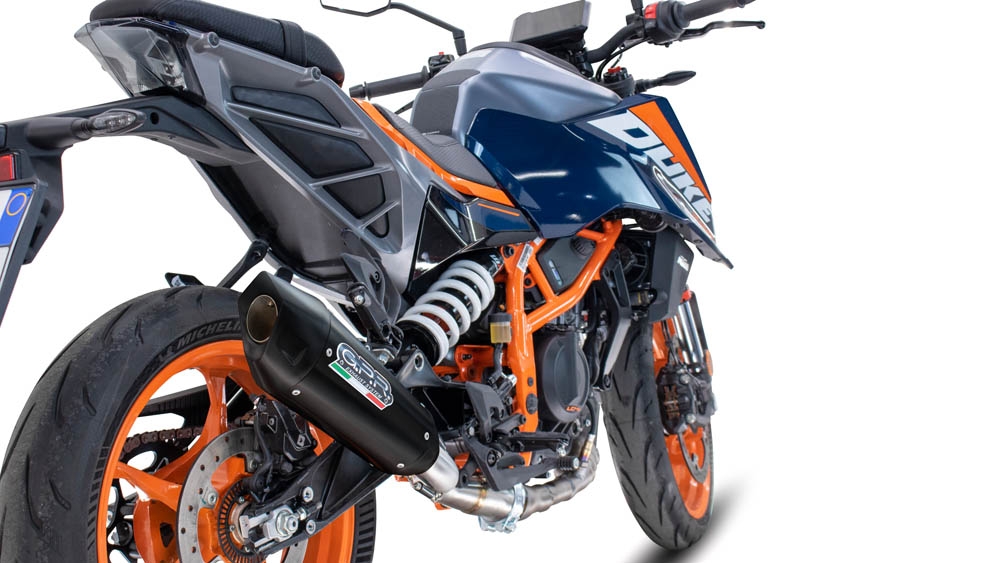 Exhaust compatible with Ktm 200 DUKE 2024-2025, GP-Revo Black Titanium, Slip-on exhaust including removable db killer and link pipe, EPA-compliant 