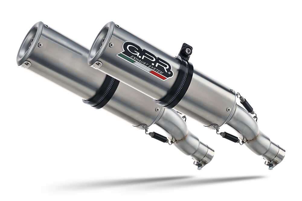 Exhaust compatible with Aprilia Shiver 900 2017-2020, M3 Inox , Dual slip-on including removable db killers and link pipes, EPA-compliant 
