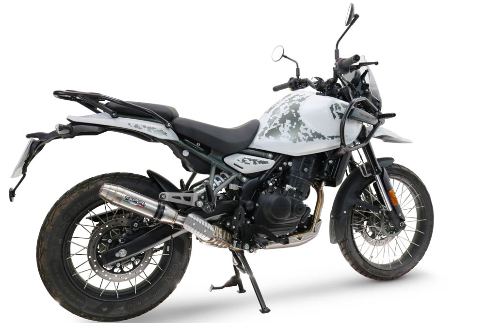 Exhaust compatible with Royal Enfield Guerrilla 450 2024-2025, Deeptone Inox, Slip-on exhaust including removable db killer and link pipe, EPA-compliant 