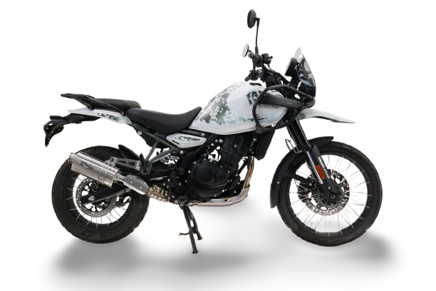 GPR exhaust compatible with Royal Enfield Guerrilla 450  2024-2025, Dune Triovale Titanio, Slip-on exhaust including removable db killer and link pipe, EPA-compliant 