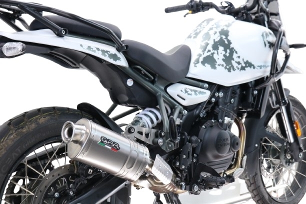GPR exhaust compatible with Royal Enfield Guerrilla 450  2024-2025, Dune Triovale Titanio, Slip-on exhaust including removable db killer and link pipe, EPA-compliant 