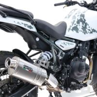 GPR exhaust compatible with Royal Enfield Guerrilla 450  2024-2025, Dune Triovale Titanio, Slip-on exhaust including removable db killer and link pipe, EPA-compliant 