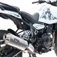 GPR exhaust compatible with Royal Enfield Guerrilla 450  2024-2025, Dune Triovale Titanio, Slip-on exhaust including removable db killer and link pipe, EPA-compliant 