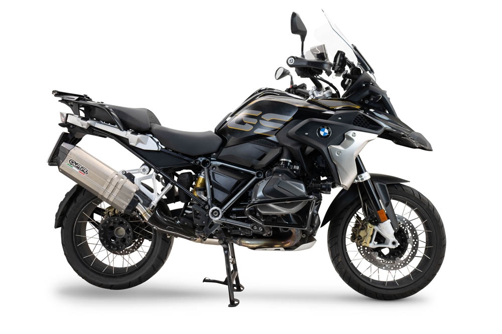 Exhaust compatible with Bmw R1250GS - Adventure 2021-2024, Hyper Sonic Titanium, Slip-on exhaust including removable db killer and link pipe 