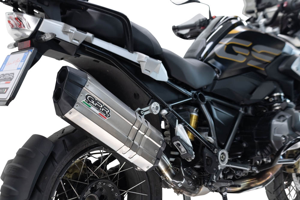 Exhaust compatible with Bmw R1250GS - Adventure 2021-2024, Hyper Sonic Titanium, Slip-on exhaust including removable db killer and link pipe 