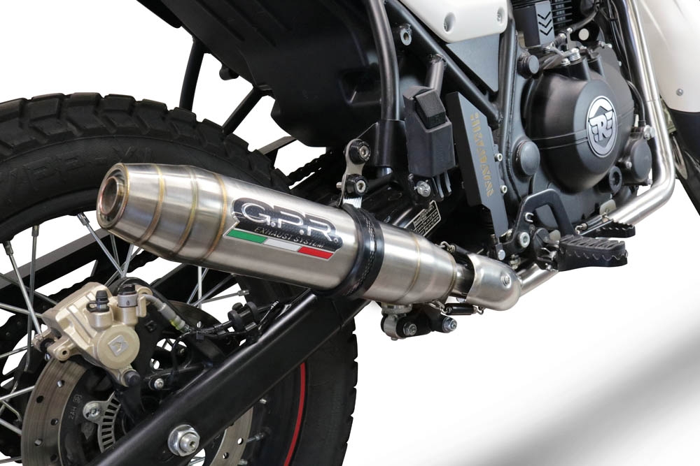 GPR exhaust compatible with  Royal Enfield Scram 411 2022-2024, Deeptone Inox, Slip-on exhaust including link pipe and removable db killer 