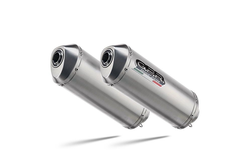 Exhaust compatible with Aprilia Pegaso Strada 650 2005-2011, Satinox, Dual slip-on including removable db killers and link pipes, EPA-compliant 