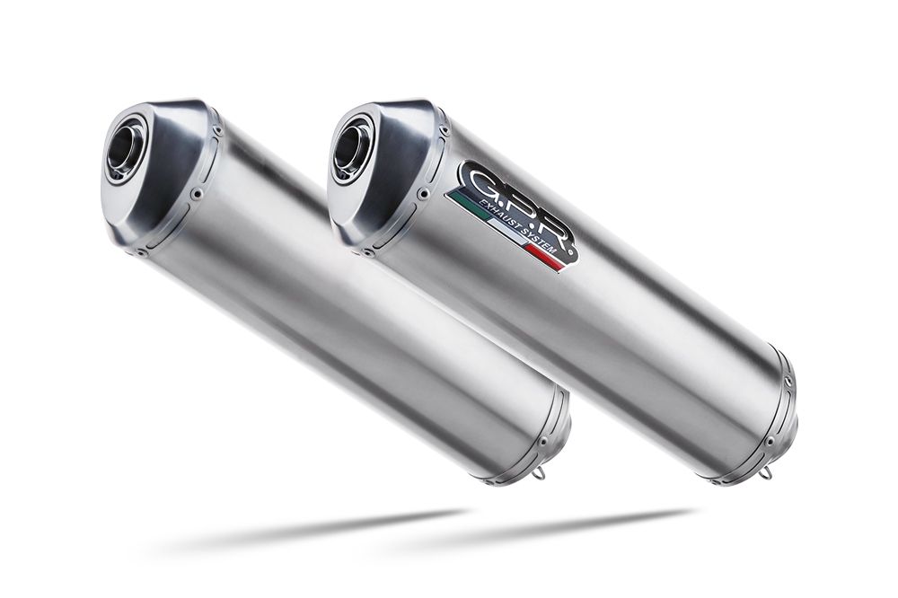 Exhaust compatible with Cagiva Raptor 1000 2000-2003, Satinox , Dual slip-on including removable db killers and link pipes, EPA-compliant 