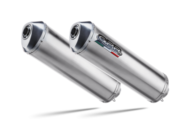 Exhaust compatible with Aprilia Etv Caponord 1000 Rally 2001-2007, Satinox, Dual slip-on including removable db killers and link pipes 