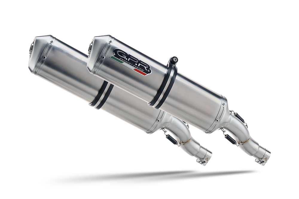 Exhaust compatible with Aprilia Pegaso Strada 650 2005-2011, Satinox, Dual slip-on including removable db killers and link pipes, EPA-compliant 