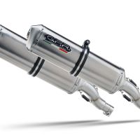 Exhaust compatible with Aprilia Pegaso Strada 650 2005-2011, Satinox, Dual slip-on including removable db killers and link pipes, EPA-compliant 