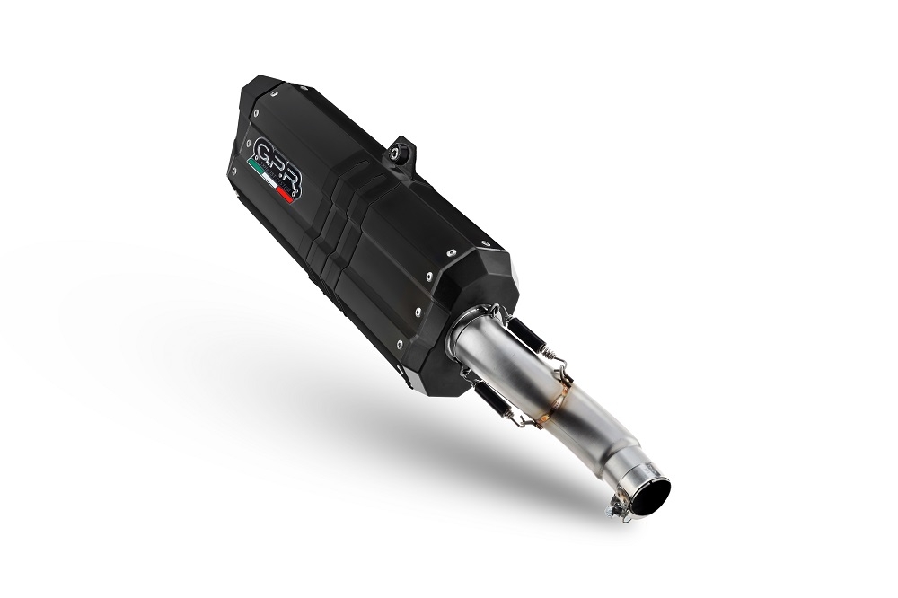 Exhaust compatible with Voge 900DSX 2024-2025, Hyper Sonic Black Titanium, Slip-on exhaust including removable db killer and link pipe, EPA-compliant 