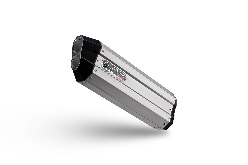 Exhaust compatible with Bmw F750GS 2021-2024, Hyper Sonic Titanium, Slip-on exhaust including removable db killer and link pipe 