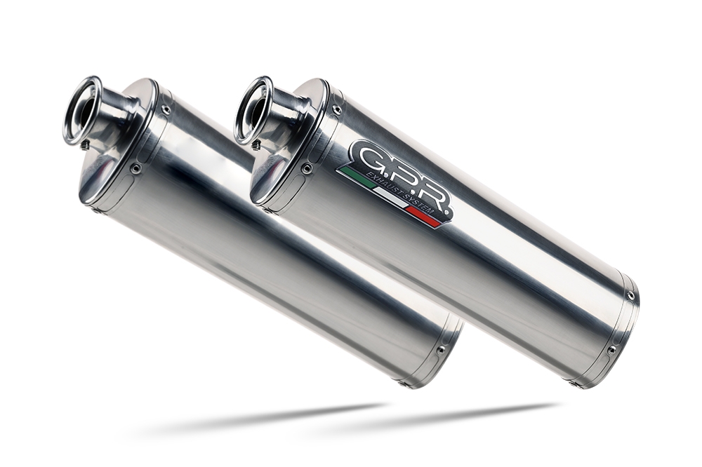 Exhaust compatible with Aprilia Etv Caponord 1000 Rally 2001-2007, Trioval, Dual slip-on including removable db killers and link pipes, not EPA-compliant 