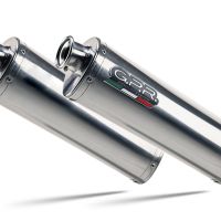 Exhaust compatible with Aprilia Etv Caponord 1000 Rally 2001-2007, Trioval, Dual slip-on including removable db killers and link pipes, not EPA-compliant 
