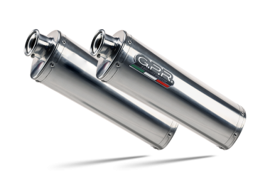 Exhaust compatible with Aprilia Etv Caponord 1000 Rally 2001-2007, Trioval, Dual slip-on including removable db killers and link pipes 