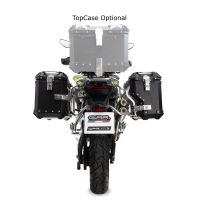 GPR TECH compatible with  Voge 900DSX 2024/2025 e5 GPR TECH Pair of side cases aluminum made with contoured right side, silver color with specific pannier black holder Capacity 38 LT. + 32 LT.